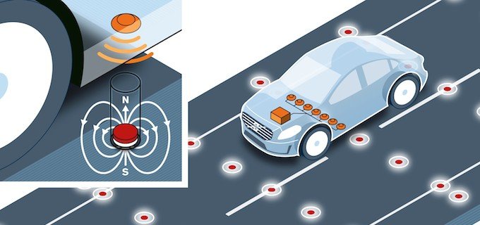 Volvo expérimente des aimants noyés dans la route