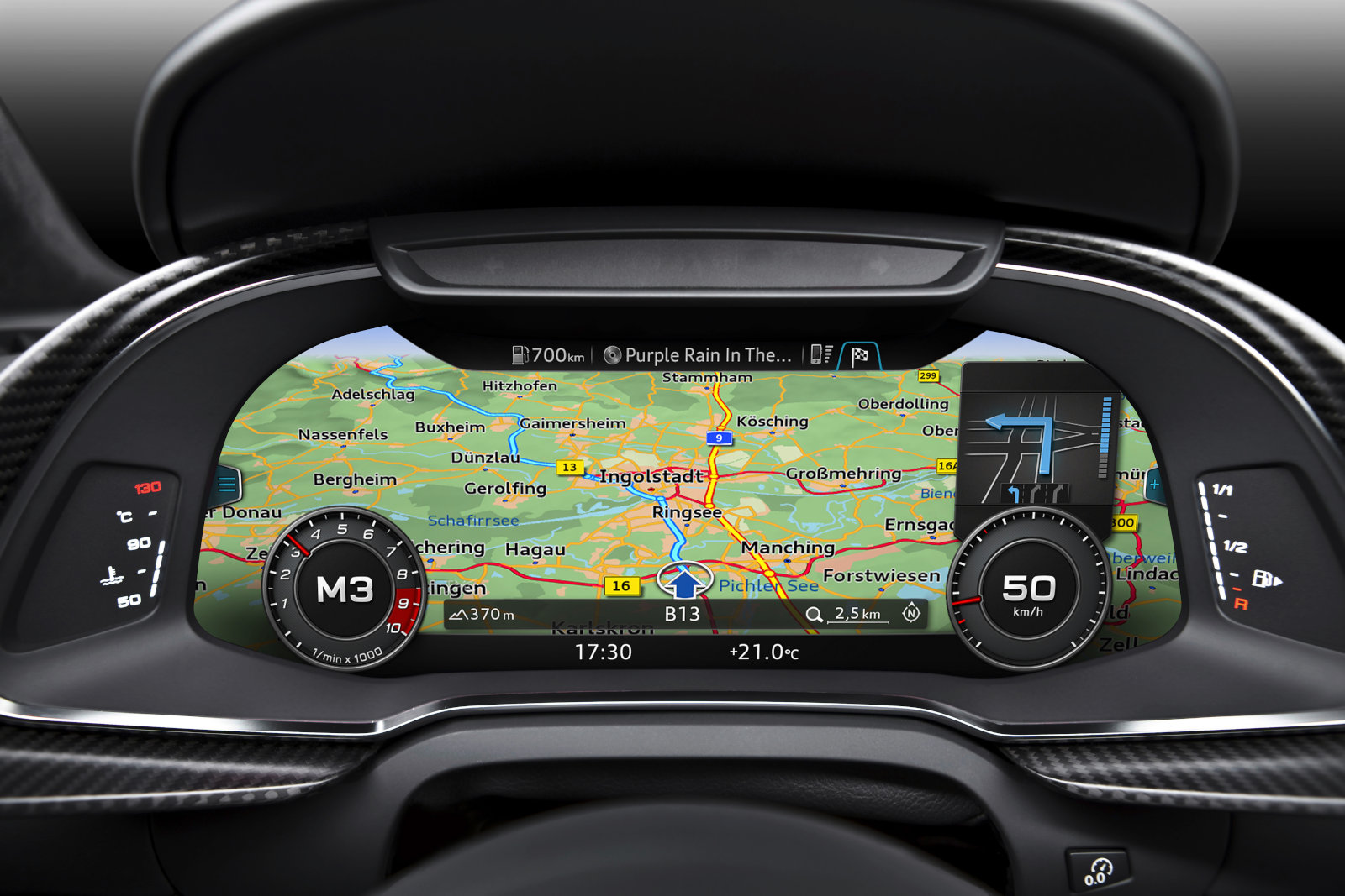 Audi Digital Cockpit - Affichage du système de navigation GPS