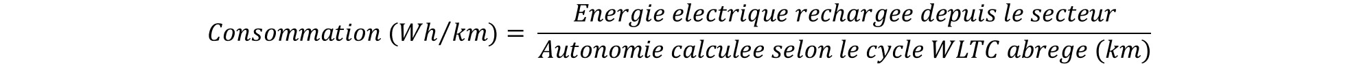Formule de calcul de la consommation des véhicules électriques