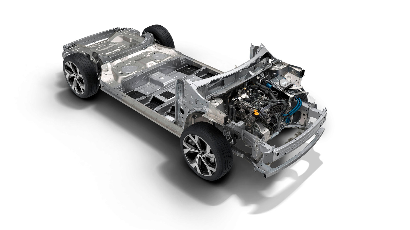 Renault Austral E-Tech hybrid - positionnement du moteur dans le châssis