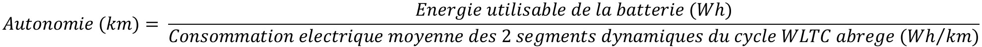 Formule de calcul de l'autonomie des véhicules électriques