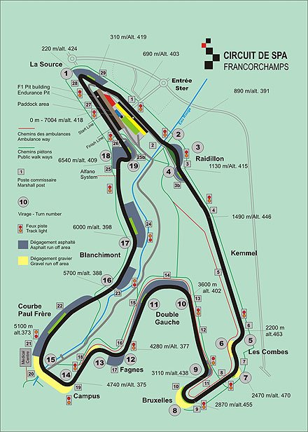 24h de Spa - plan du circuit - http://www.spa-francorchamps.be/